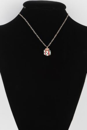 Checker-Pattern Gift Charm Chain Necklace