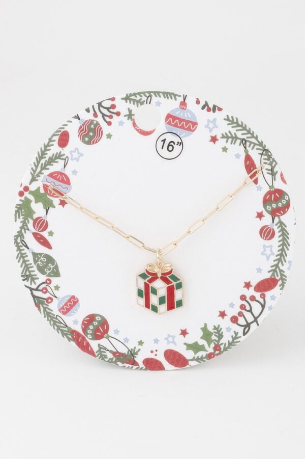 Checker-Pattern Gift Charm Chain Necklace