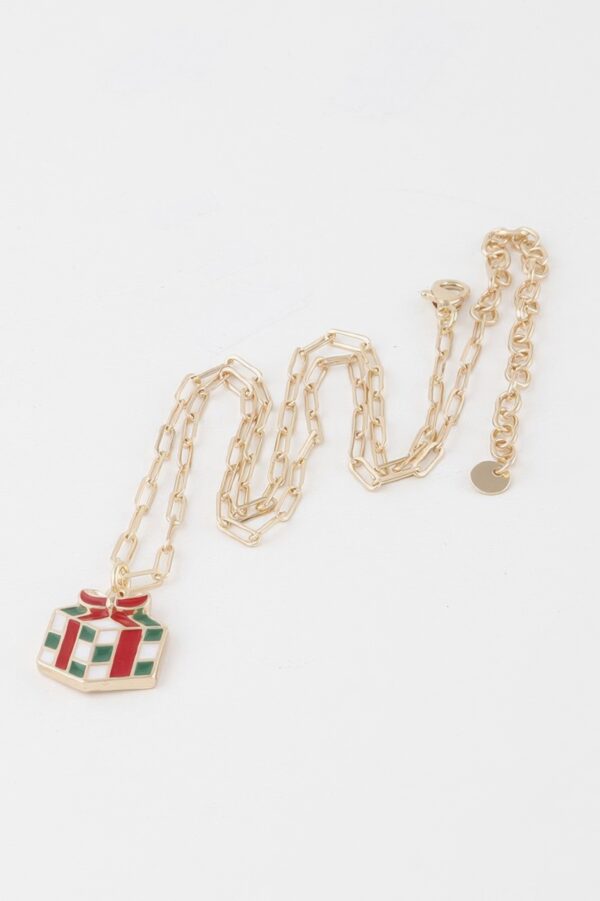 Checker-Pattern Gift Charm Chain Necklace