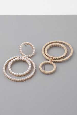 Double Circle Jeweled Drop Earrings – Layered Sparkle