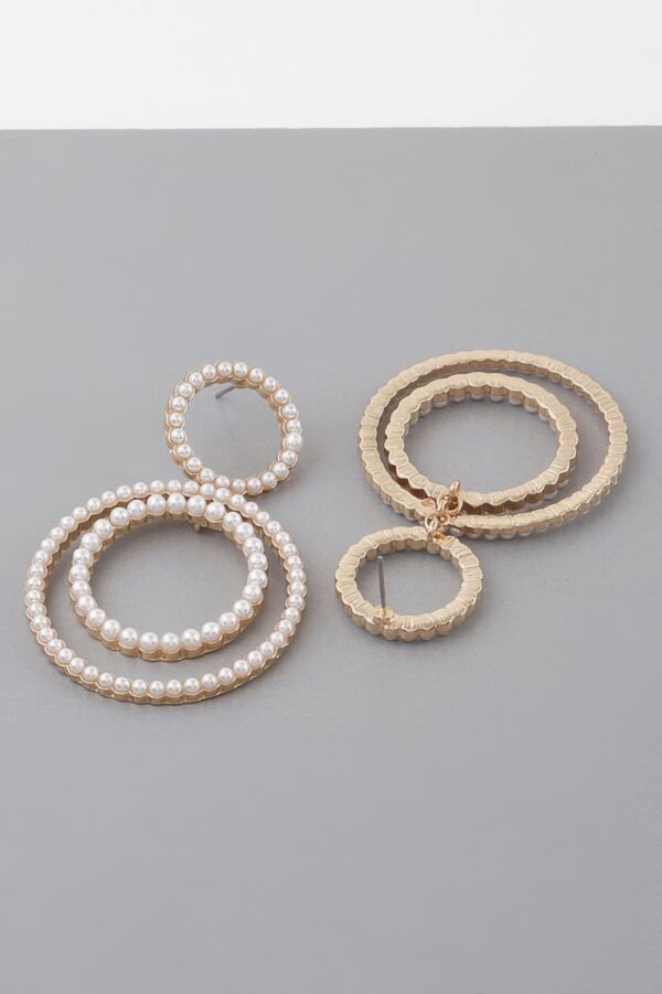 Double Circle Jeweled Drop Earrings – Layered Sparkle