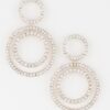 Double Circle Jeweled Drop Earrings – Layered Sparkle