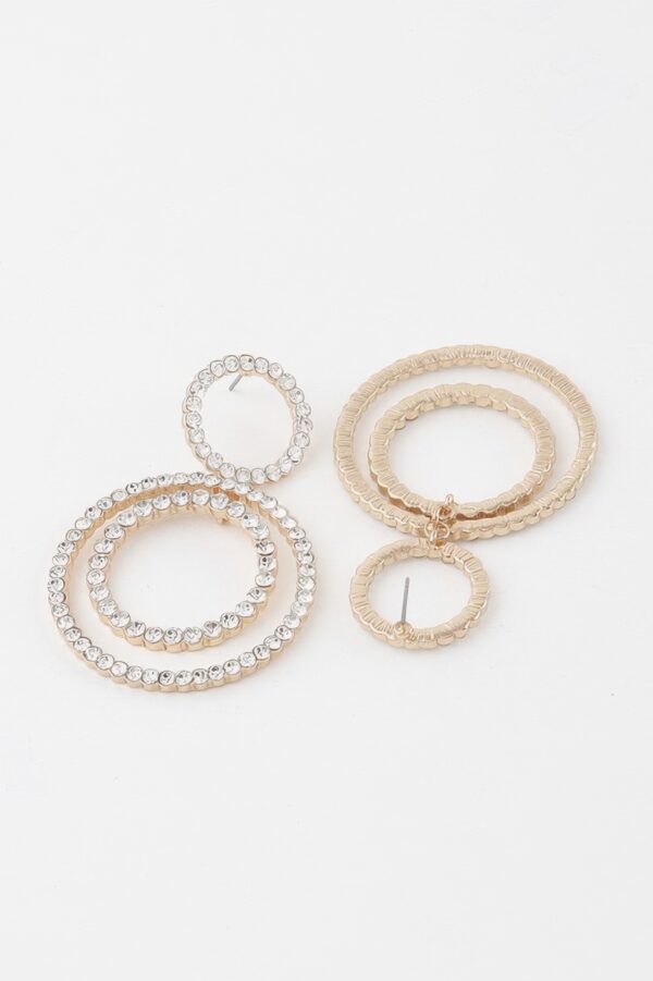 Double Circle Jeweled Drop Earrings – Layered Sparkle