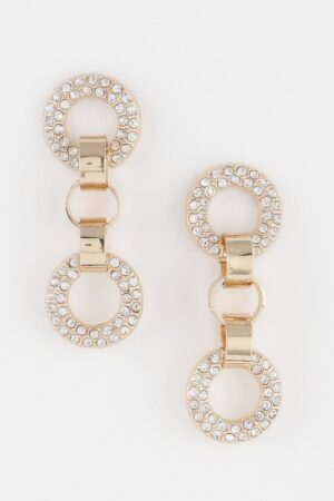 Crystal Cuff Chain Drop Earrings – Draped Chain Detail