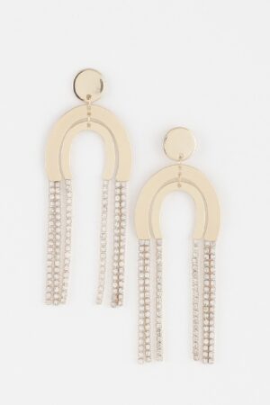 Double-Arch Rhinestone Drop Earrings