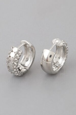Half Jeweled Hoop Earrings – Sparkling Accent