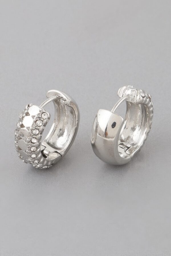 Half Jeweled Hoop Earrings – Sparkling Accent