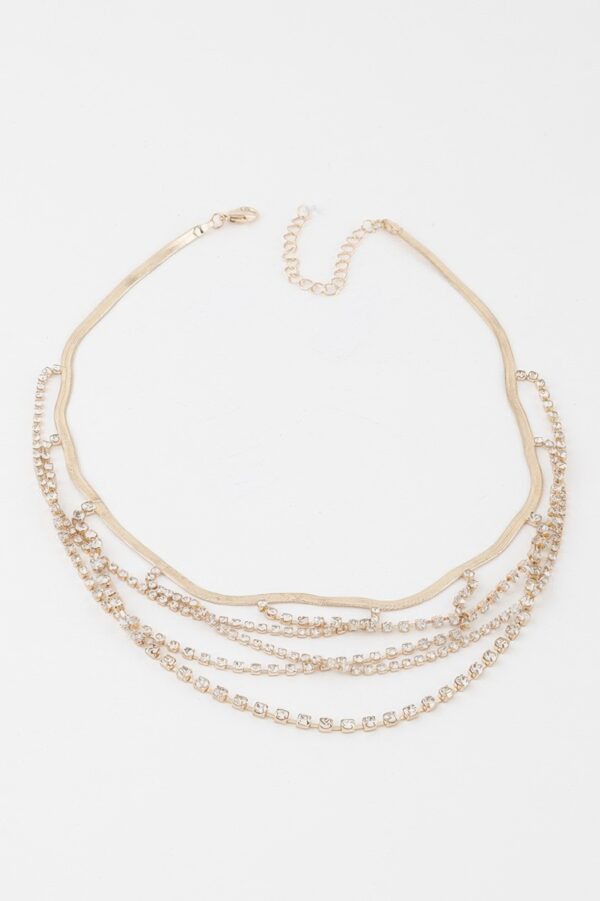 Multi Crystal Layered Strand Necklace – 16-inch