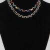 Multi Square Crystal Charm Necklace – Geometric Sparkle