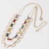 Multi Square Crystal Charm Necklace – Geometric Sparkle