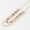 Multi Square Crystal Charm Necklace – Geometric Sparkle