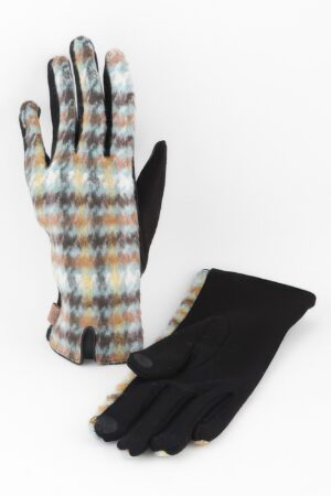 Soft Plaid Gloves with Fur Trim – Warm Winter Touch