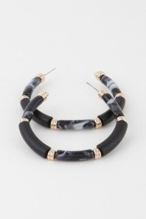 Multi Marble Hoop Earrings – Lightweight Marble-Pattern Hoops
