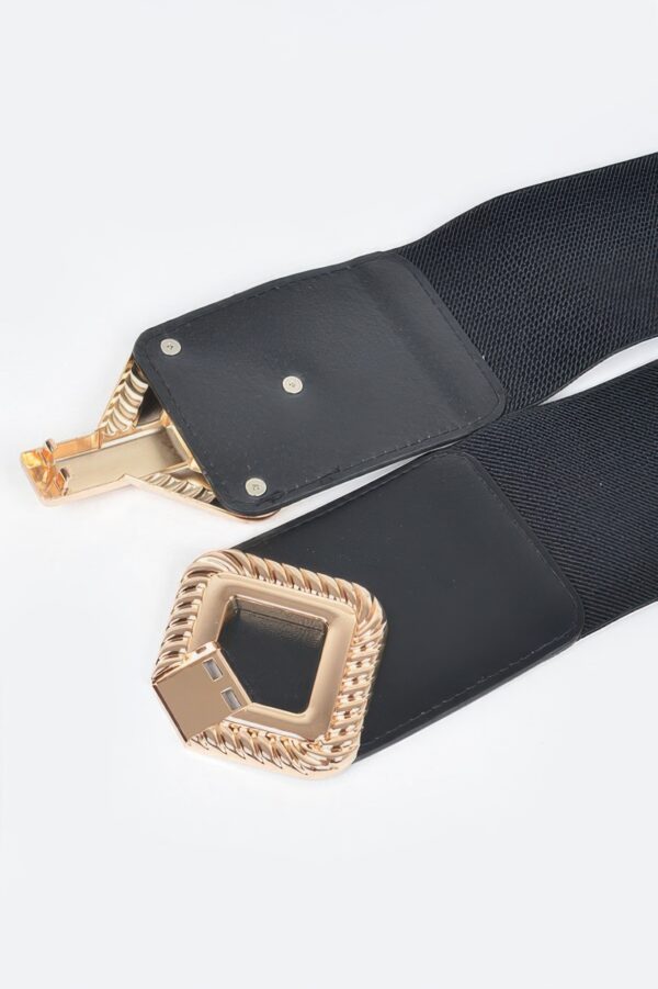 Plus Size Wide Stretch Belt with Large Metal Buckle