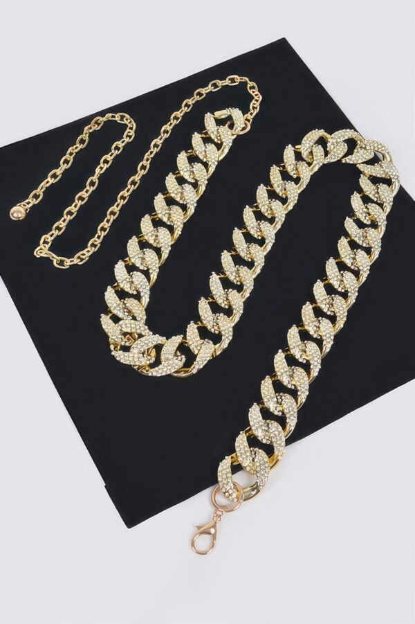 Rhinestone Oversized Chain Belt – Plus Size
