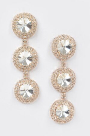 Multi-Rhinestone Dangle Earrings – Elongated Drop