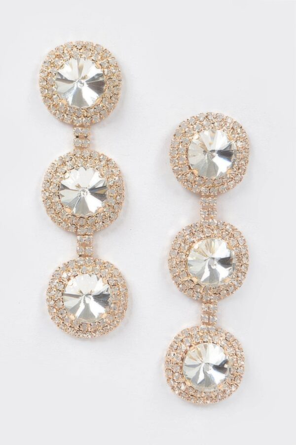 Multi-Rhinestone Dangle Earrings – Elongated Drop