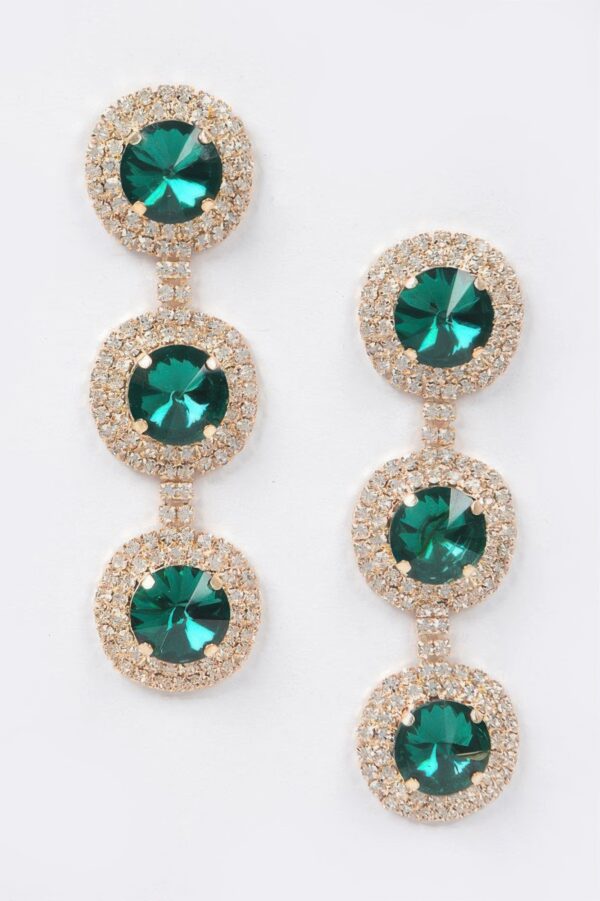 Multi-Rhinestone Dangle Earrings – Elongated Drop