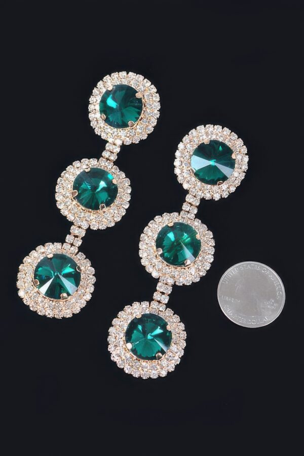 Multi-Rhinestone Dangle Earrings – Elongated Drop