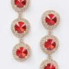 Multi-Rhinestone Dangle Earrings – Elongated Drop