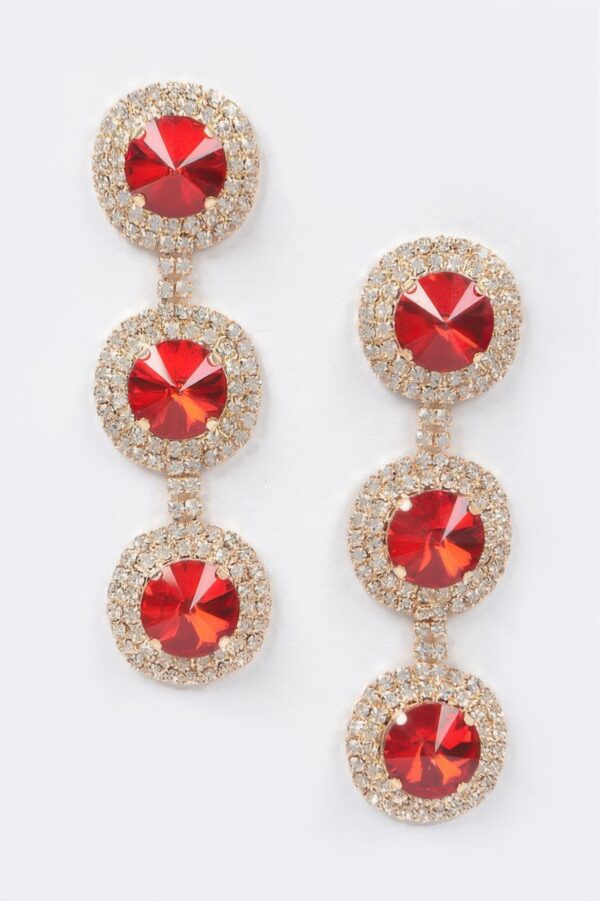 Multi-Rhinestone Dangle Earrings – Elongated Drop