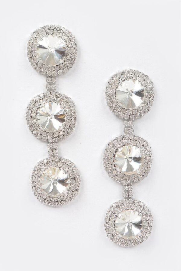 Multi-Rhinestone Dangle Earrings – Elongated Drop