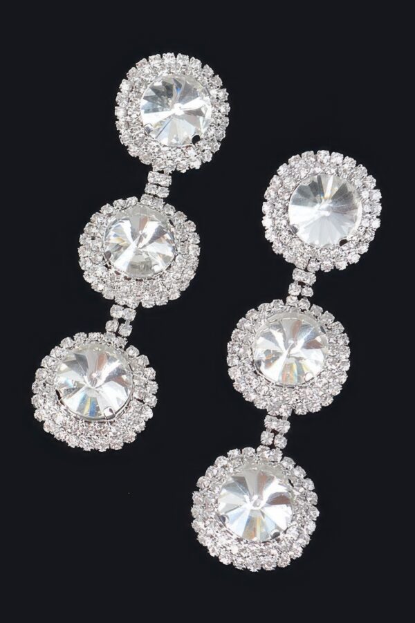 Multi-Rhinestone Dangle Earrings – Elongated Drop