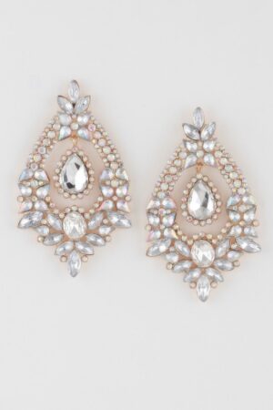 Open Crystal Drop Earrings – Elongated Silhouette
