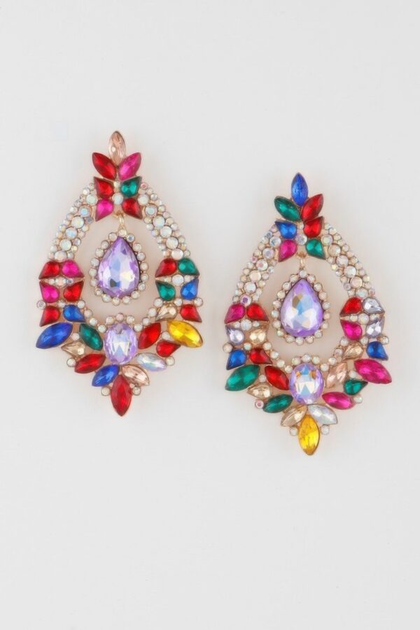 Open Crystal Drop Earrings – Elongated Silhouette