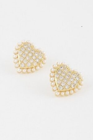 Beaded Heart Stud Earrings – Delicate Beadwork