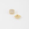 Square Beaded Stud Earrings – Textured Geometric