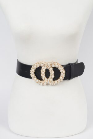 Pearl Double O Ring Belt – PU Structured Waist Belt