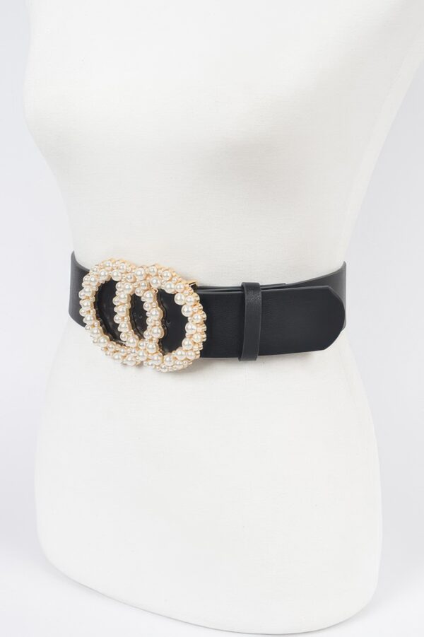 Pearl Double O Ring Belt – PU Structured Waist Belt