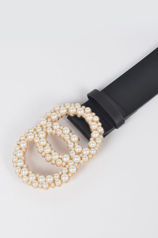 Pearl Double O Ring Belt – PU Structured Waist Belt