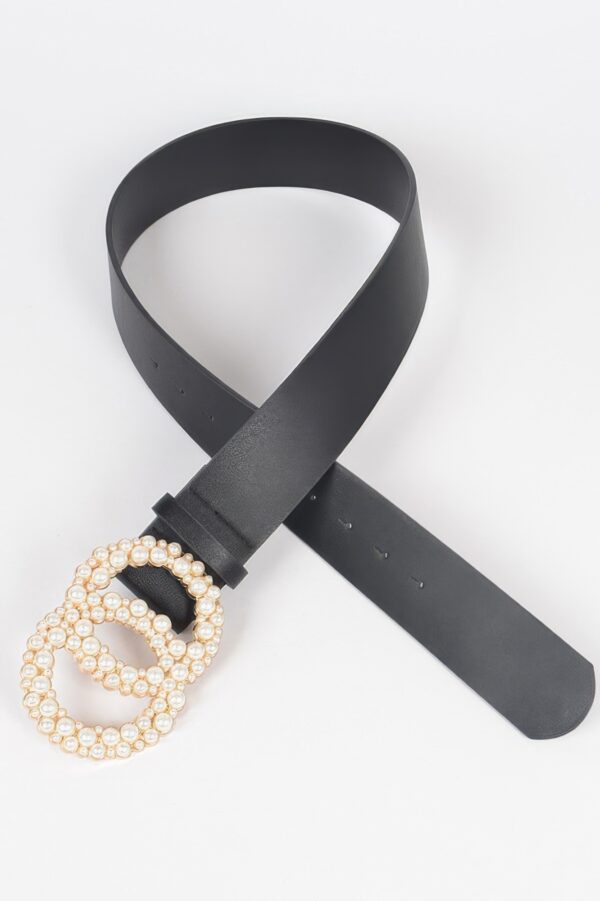 Pearl Double O Ring Belt – PU Structured Waist Belt