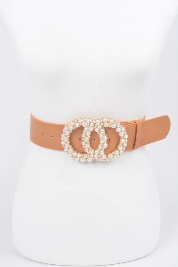 Pearl Double O Ring Belt – PU Structured Waist Belt