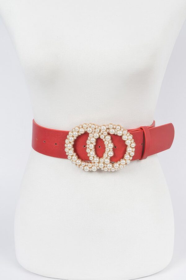 Pearl Double O Ring Belt – PU Structured Waist Belt