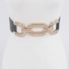 Rhinestone Elastic Waist Belt with Metal Accents