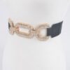 Rhinestone Elastic Waist Belt with Metal Accents
