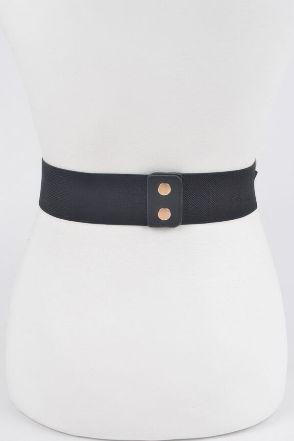 Rhinestone Elastic Waist Belt with Metal Accents