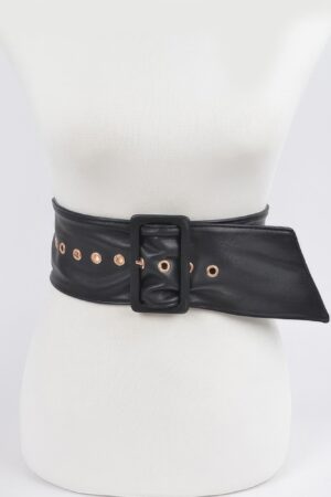 Leather Buckle Belt – Monotone Wide Silhouette