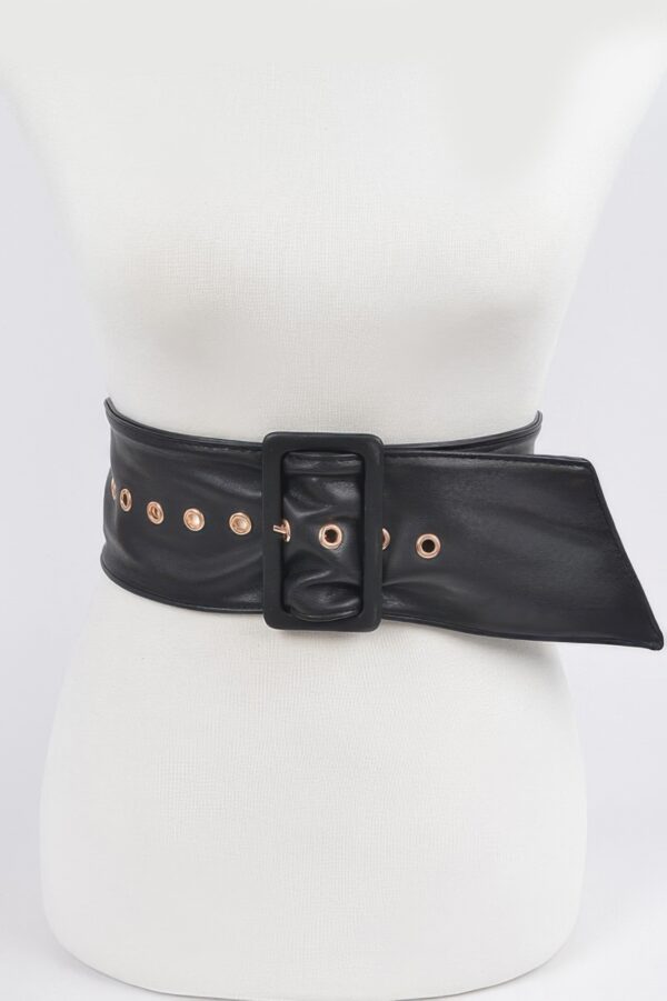 Leather Buckle Belt – Monotone Wide Silhouette
