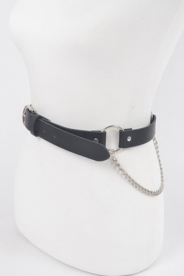 Back Chain Belt with Rear Chain Accent, PU & Iron