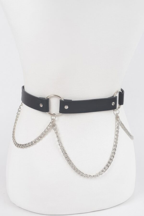 Back Chain Belt with Rear Chain Accent, PU & Iron