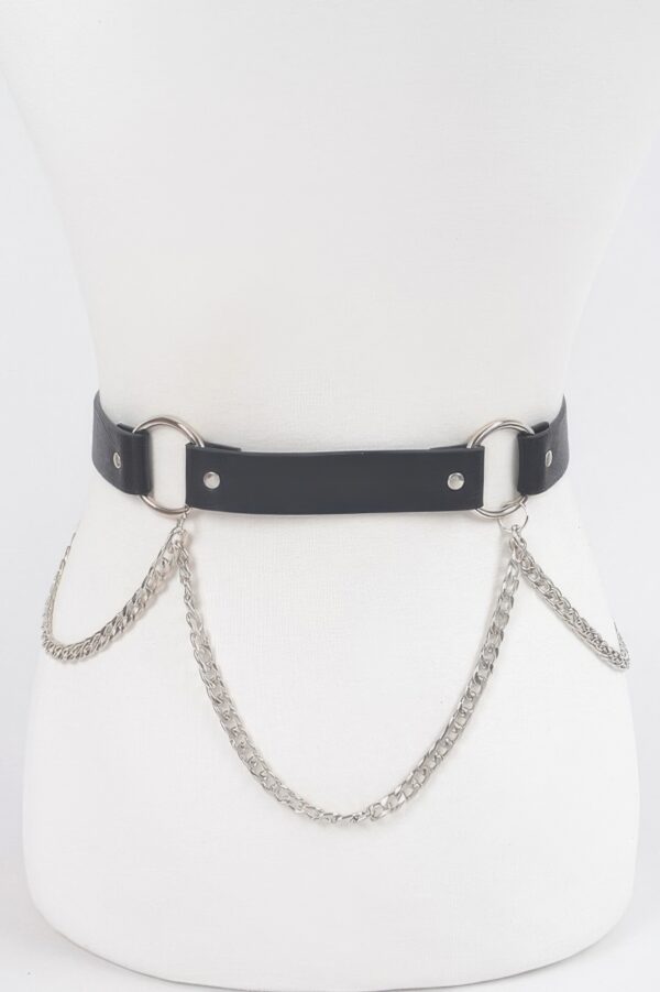 Back Chain Belt with Rear Chain Accent, PU & Iron