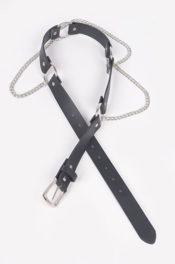 Back Chain Belt with Rear Chain Accent, PU & Iron