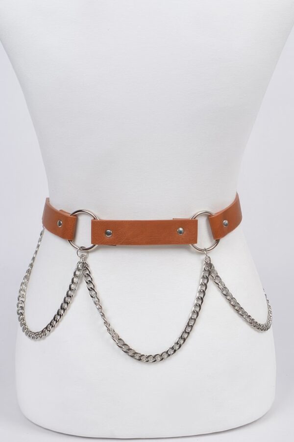 Back Chain Belt with Rear Chain Accent, PU & Iron