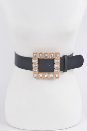 Square Rhinestone Belt with Gemstone Accent