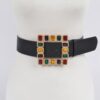 Square Rhinestone Belt with Gemstone Accent