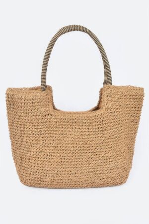 Faux Straw Woven Tote – Structured Beach & Market Bag